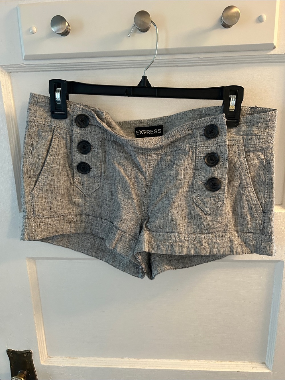 Express Gray Sailor-Style Button Cargo Shorts